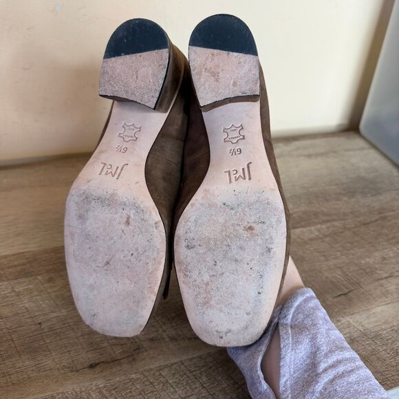 J.McLaughlin Brown Suede Fringe Loafers Block Heel Bamboo Bit Womens 6.5 - Picture 5 of 7